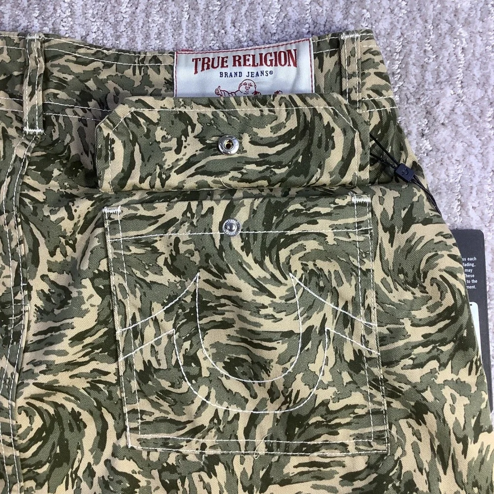 True Religion Mens Abstract Camo Cargo Pants Green Swirl Size 30 x 32 NWT